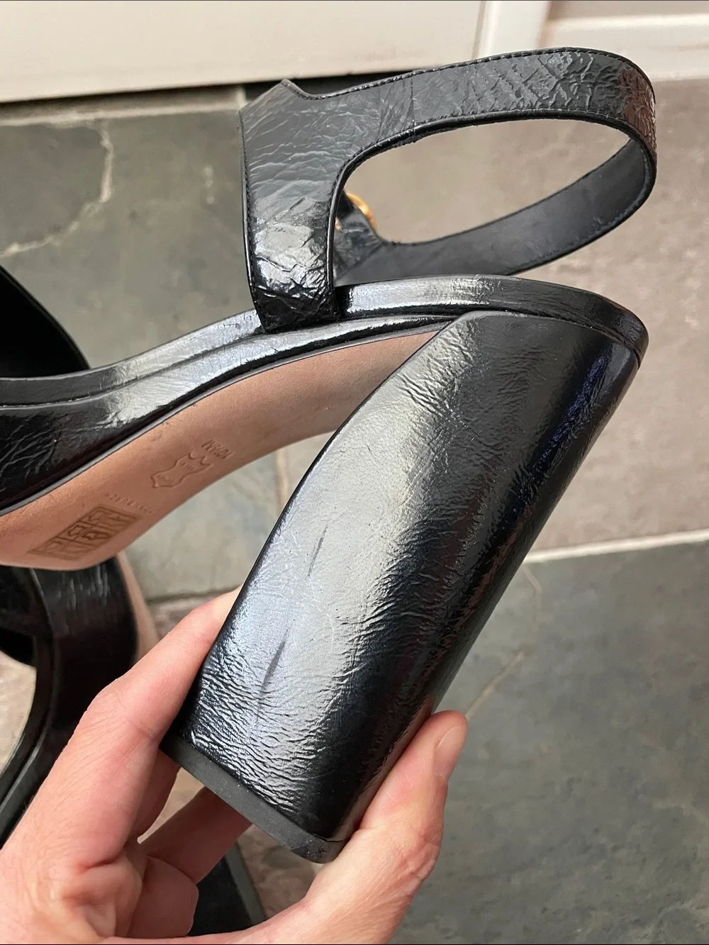 Tory Burch Martine Platform 115mm Croc Patent Leather Sz 10.5